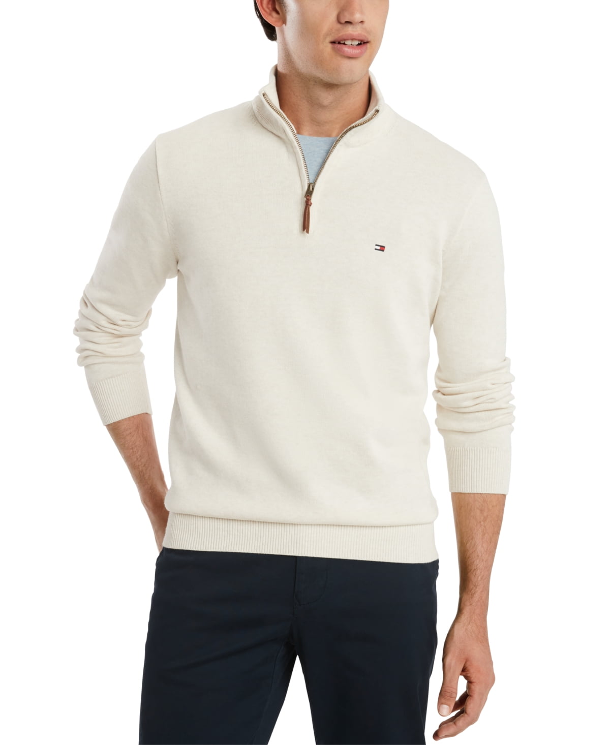 Tommy Hilfiger Men's Signature Solid Quarter Zip Sweater White Size ...