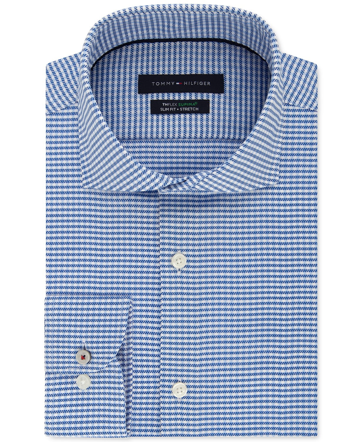 Tommy Hilfiger Men's Slim-Fit Non-Iron THFlex Supima® Stretch Check Dress Shirts – Blue, - Walmart.com