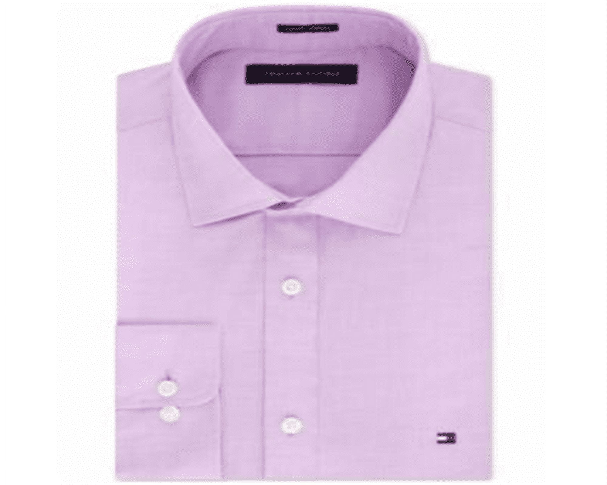 Tommy Hilfiger Men's Slim Fit Stretch Solid Dress Shirt Purple Size -17  (36-37) 