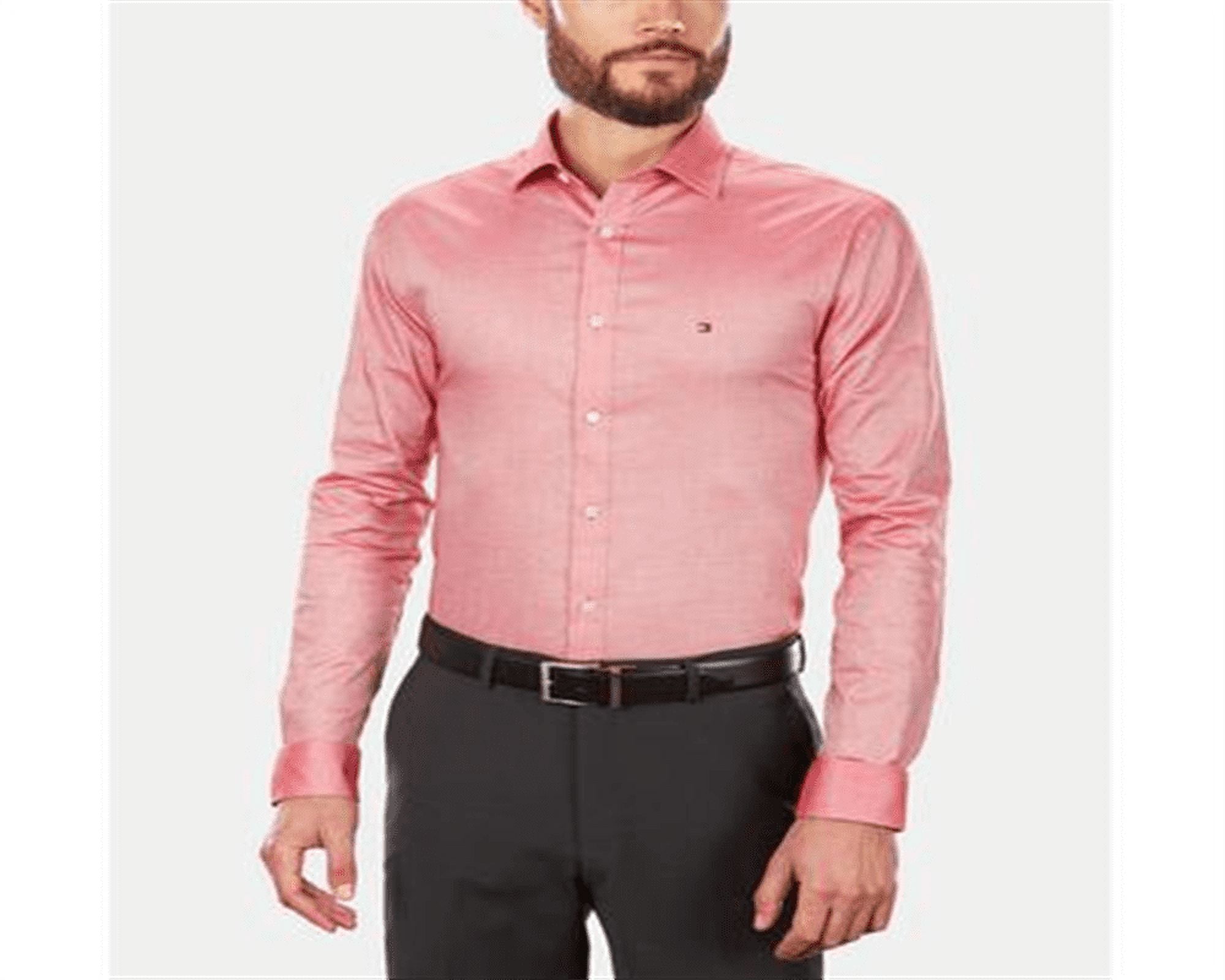 Tommy Hilfiger Men's Slim Fit Stretch Solid Dress Shirt Red Size 17.5x36-37  - Walmart.com