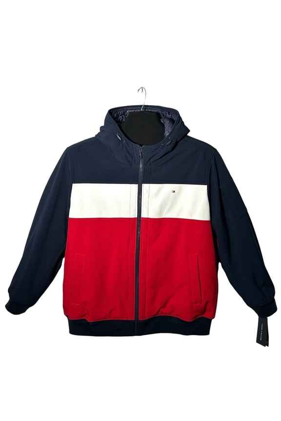 Men's Soft Shell Active Filled Bomber Jacket Sz 2X Tall Navy/Red