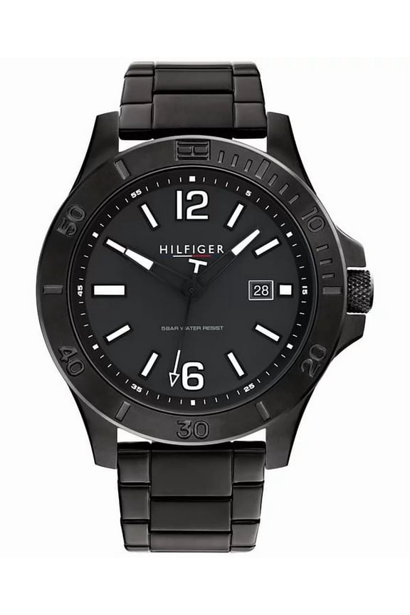 Men's Stainless Steel Analog Quartz Watch, 46mm - Black