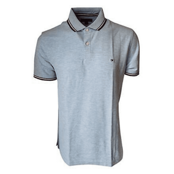 Tommy Hilfiger Men's Striped Collar Polo, Light Blue,XXXL