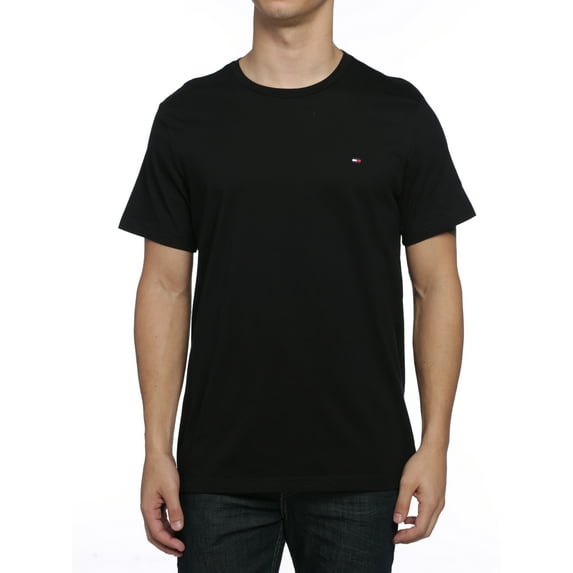 Tommy Hilfiger Men's T-Shirt Short Sleeve Flag Cotton Crew Neck Tee 09T3139, Black, 2XL