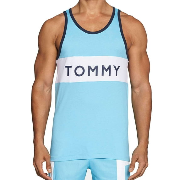 Tommy Hilfiger Men's Tank Top, Blue Topaz \ White,M - US