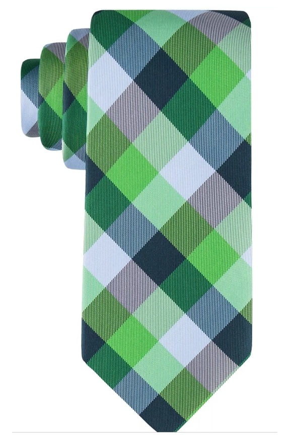 Men's Tartan Grid Tie - Green-Blue