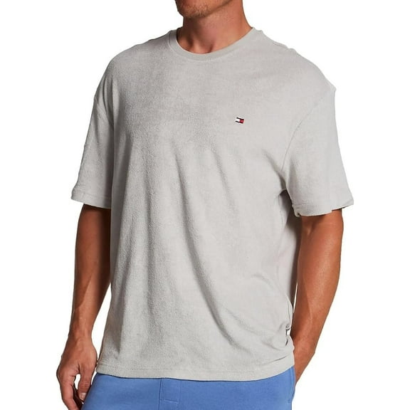Tommy Hilfiger Men's Terry Lounge Flag T-Shirt, Dove, Medium
