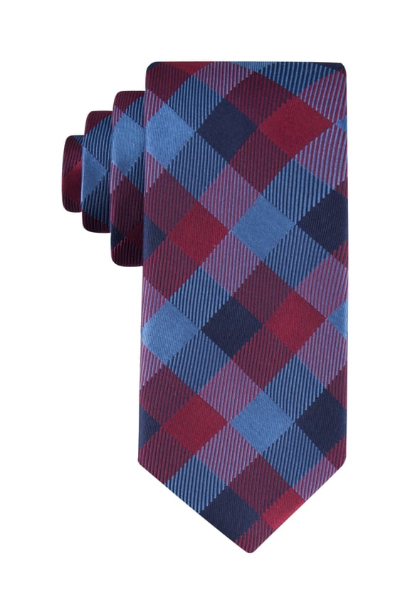 Mens Tonal Buffalo Check Tie Navy/Red