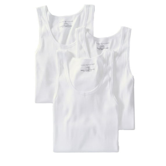 Tommy Hilfiger Men's Undershirts 3 Pack Cotton Classics A-Shirts White 09TTK01