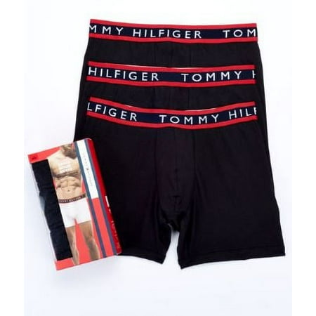 Tommy Hilfiger Men's Underwear 3 Pack Cotton Stretch Boxer Briefs Black 09T0961