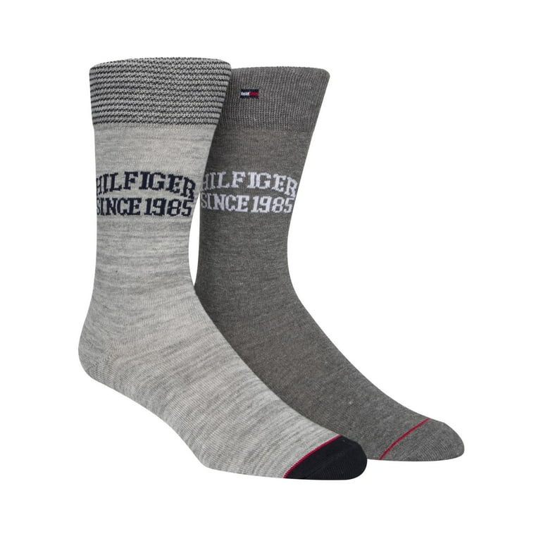 Tommy Hilfiger Mens 2 Pack Comfy Crew Socks Gray 7-12