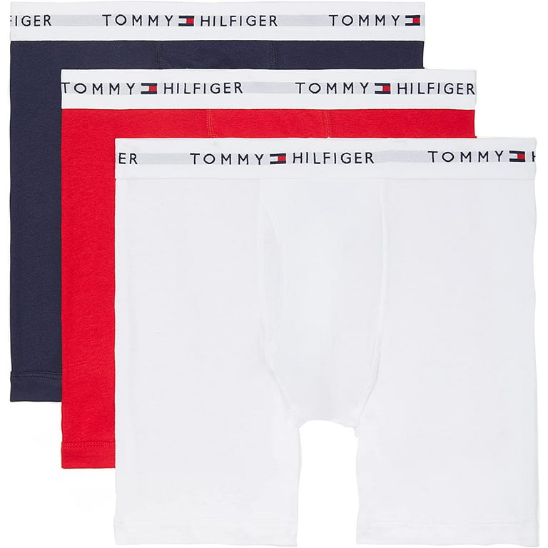 Tommy Hilfiger Mens 3-Pack 100% Cotton Classics Boxer Brief Mahogany Small