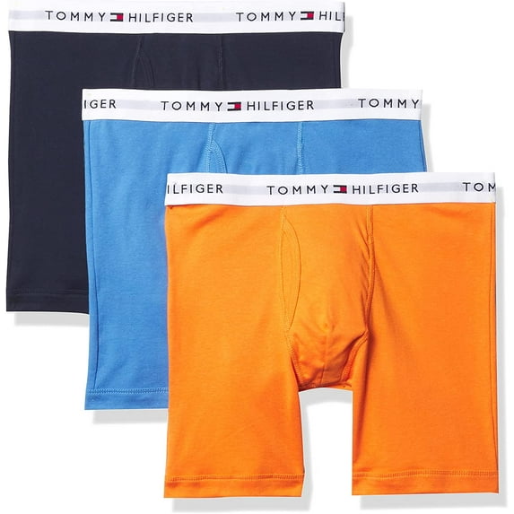 Tommy Hilfiger Mens 3-Pack 100% Cotton Classics Boxer Brief Tangerine Medium