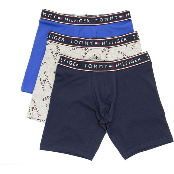 Tommy Hilfiger Mens 3-Pack Cotton Stretch Boxer Brief, Adult, Cyber Grey, Medium