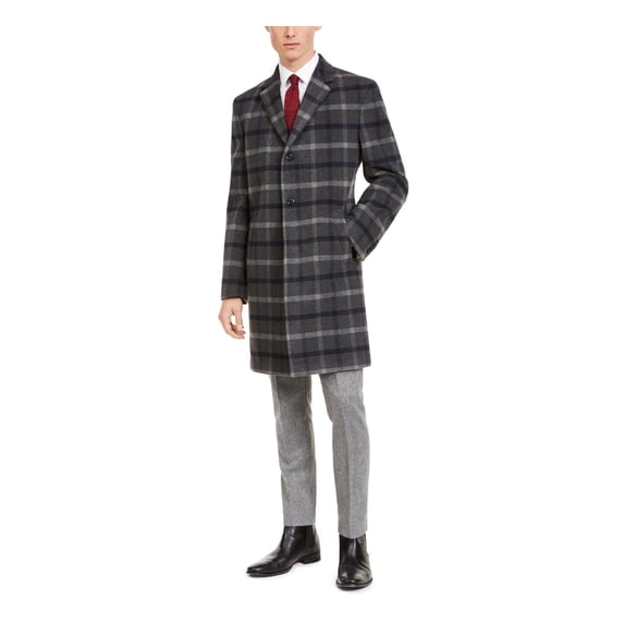 Tommy Hilfiger Mens Addison Wool Blend Modern Fit Top Coat Gray 40S