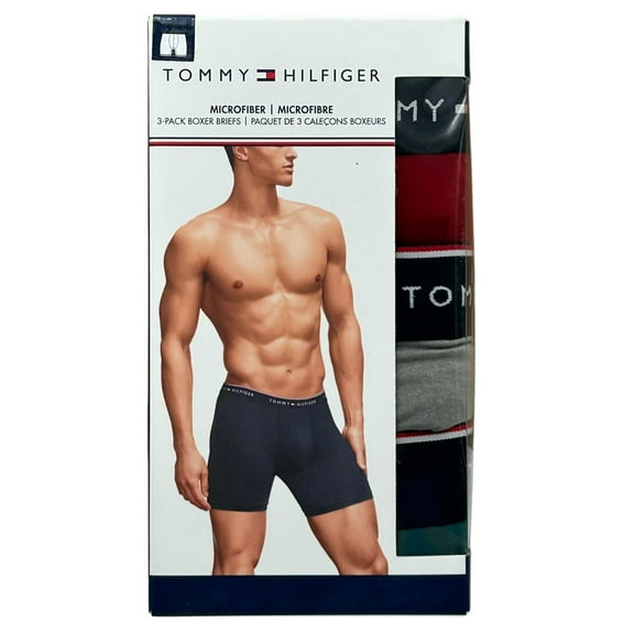 Tommy Hilfiger Mens Boxer Briefs Size XL Microfiber Underwear Multic- 3 Pack