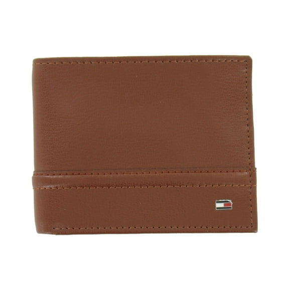 Tommy Hilfiger Mens Brown Distressed RFID Blocking Bi-Fold Wallet (Tan)
