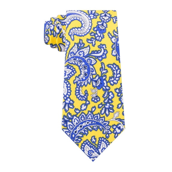 Tommy Hilfiger Mens Central Silk Paisley Neck Tie Yellow O/S