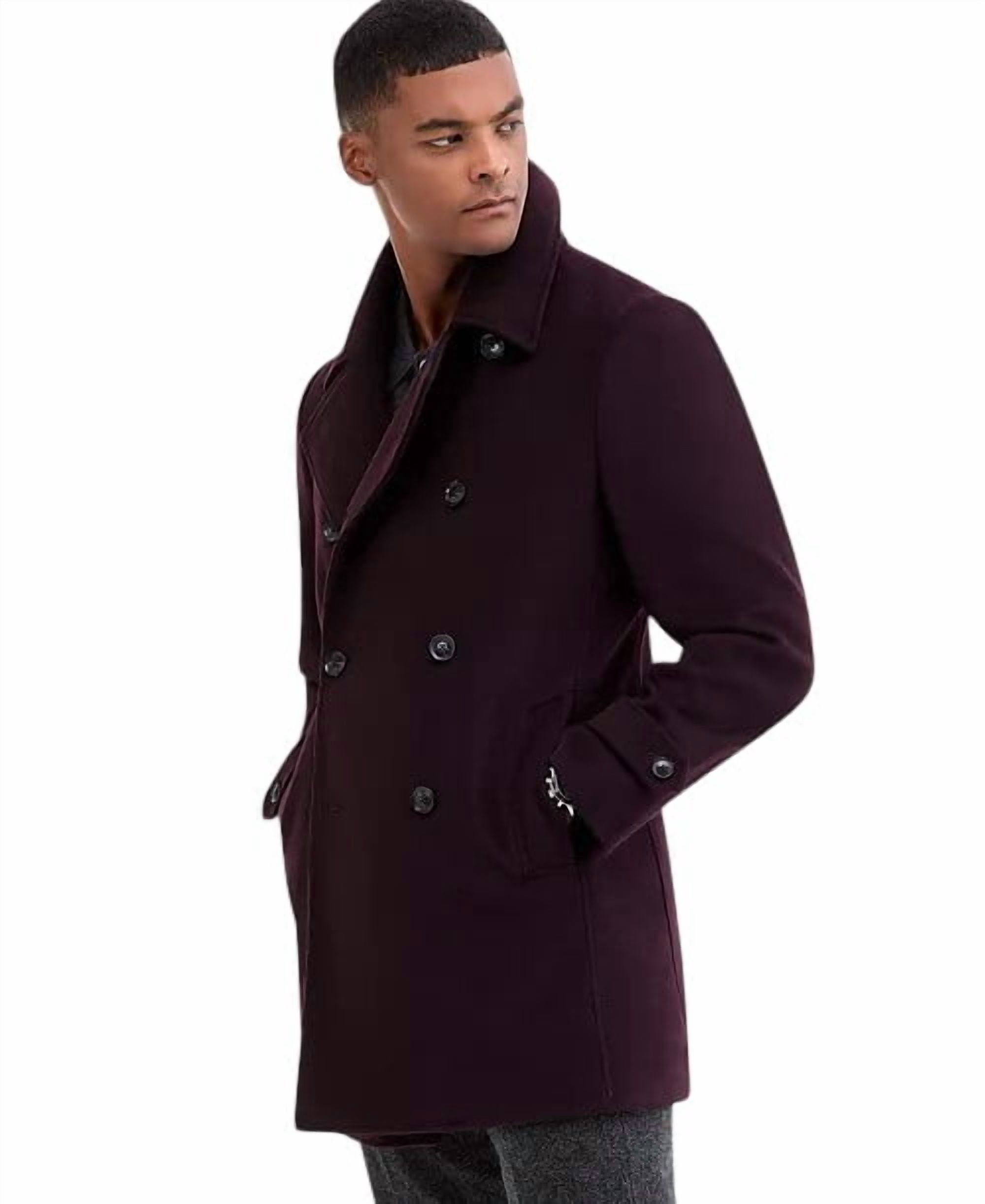 Tommy Hilfiger Mens Classic-Fit Double Breasted Peacoat Coat 40L