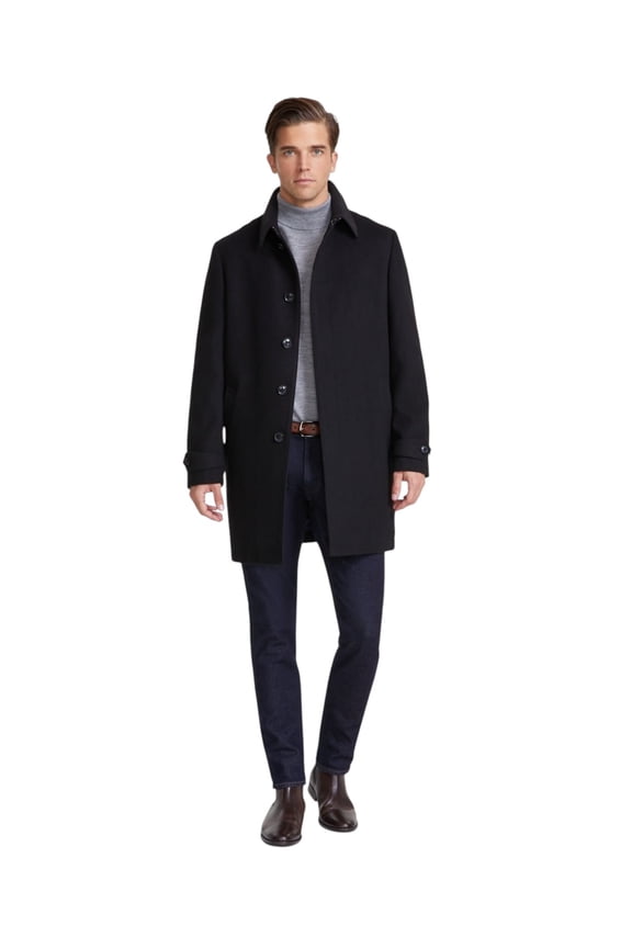 Mens Melange Overcoat Car Coat 40R Black