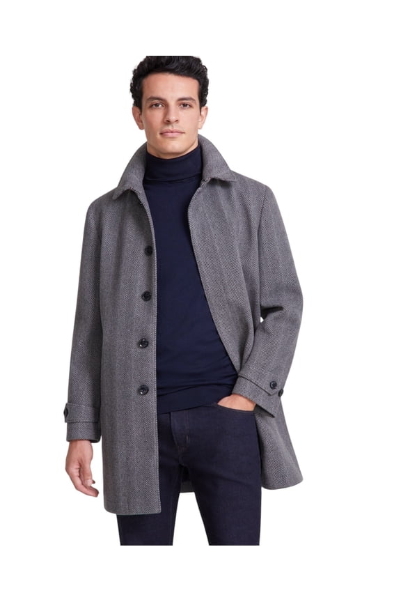 Men's Herringbone Charcoal Overcoat Coat 48R Charcoal Grey