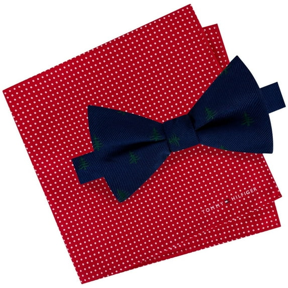 Tommy Hilfiger Mens Conversational Tree Pin Dot Self-tied Bow Tie, 411, One Size, Blue, One Size