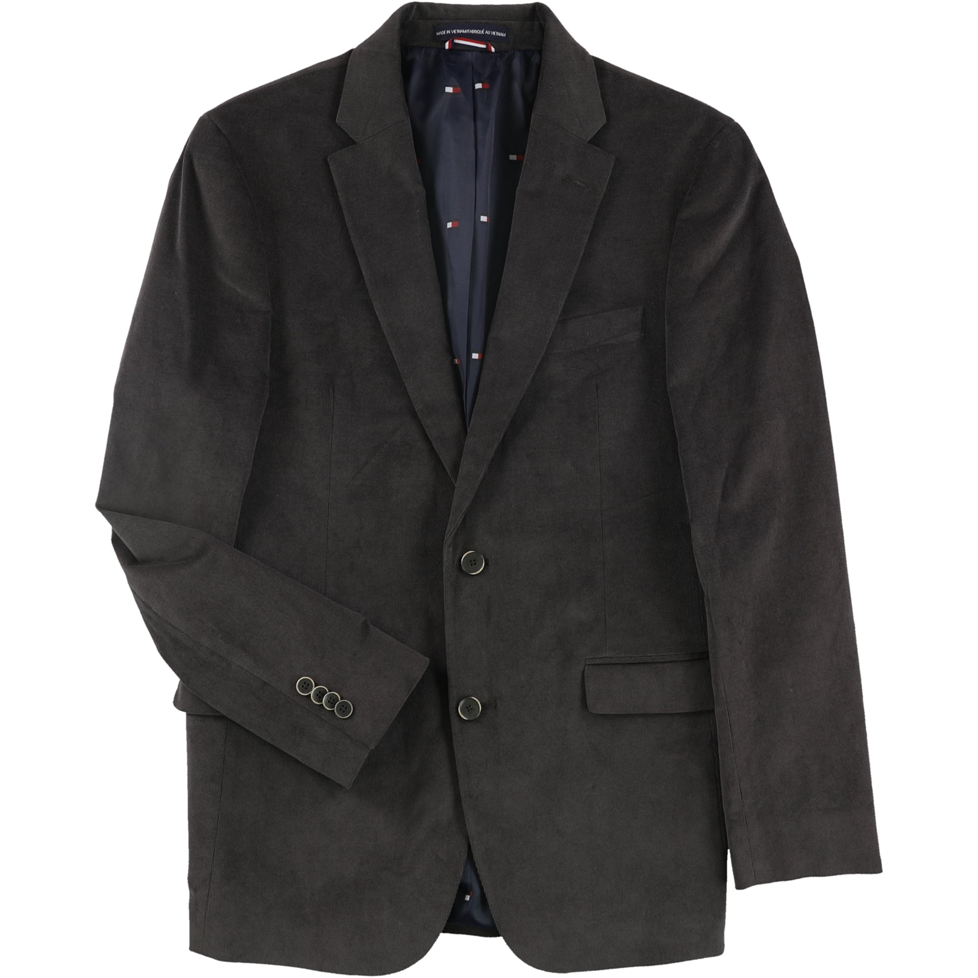 Tommy Hilfiger Mens Corduroy Two Button Blazer Jacket, Grey, 50 Regular