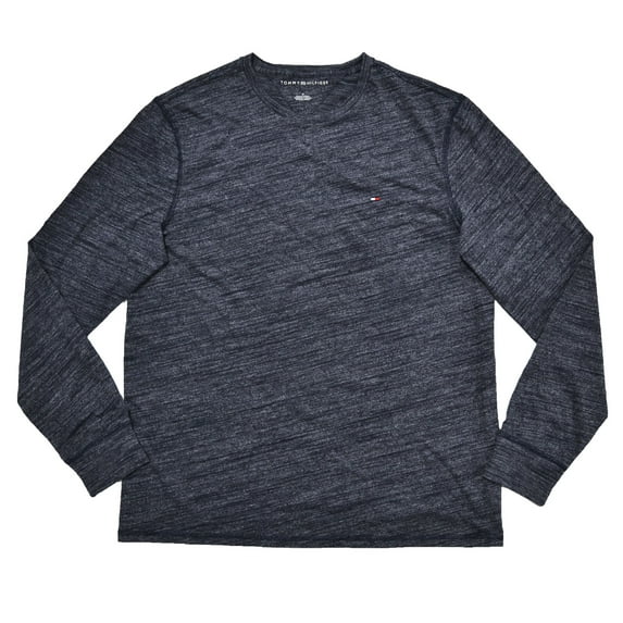 Tommy Hilfiger Mens Crew Neck Long Sleeve T-shirt (2XL, Navy Blue Heather)