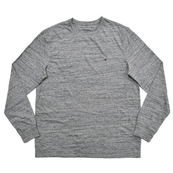 Tommy Hilfiger Mens Crew Neck Long Sleeve T-shirt (L, Grey Heather)