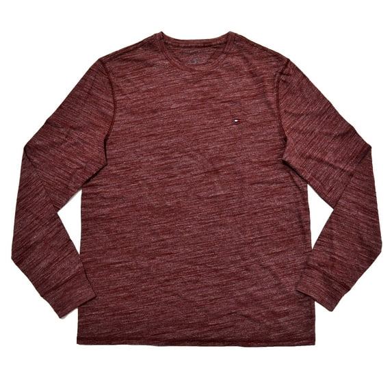 Tommy Hilfiger Mens Crew Neck Long Sleeve T-shirt (S, Burgundy Heather)