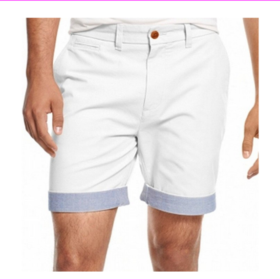 Tommy Hilfiger Mens Custom Fit Casual Chino Shorts, White, 40