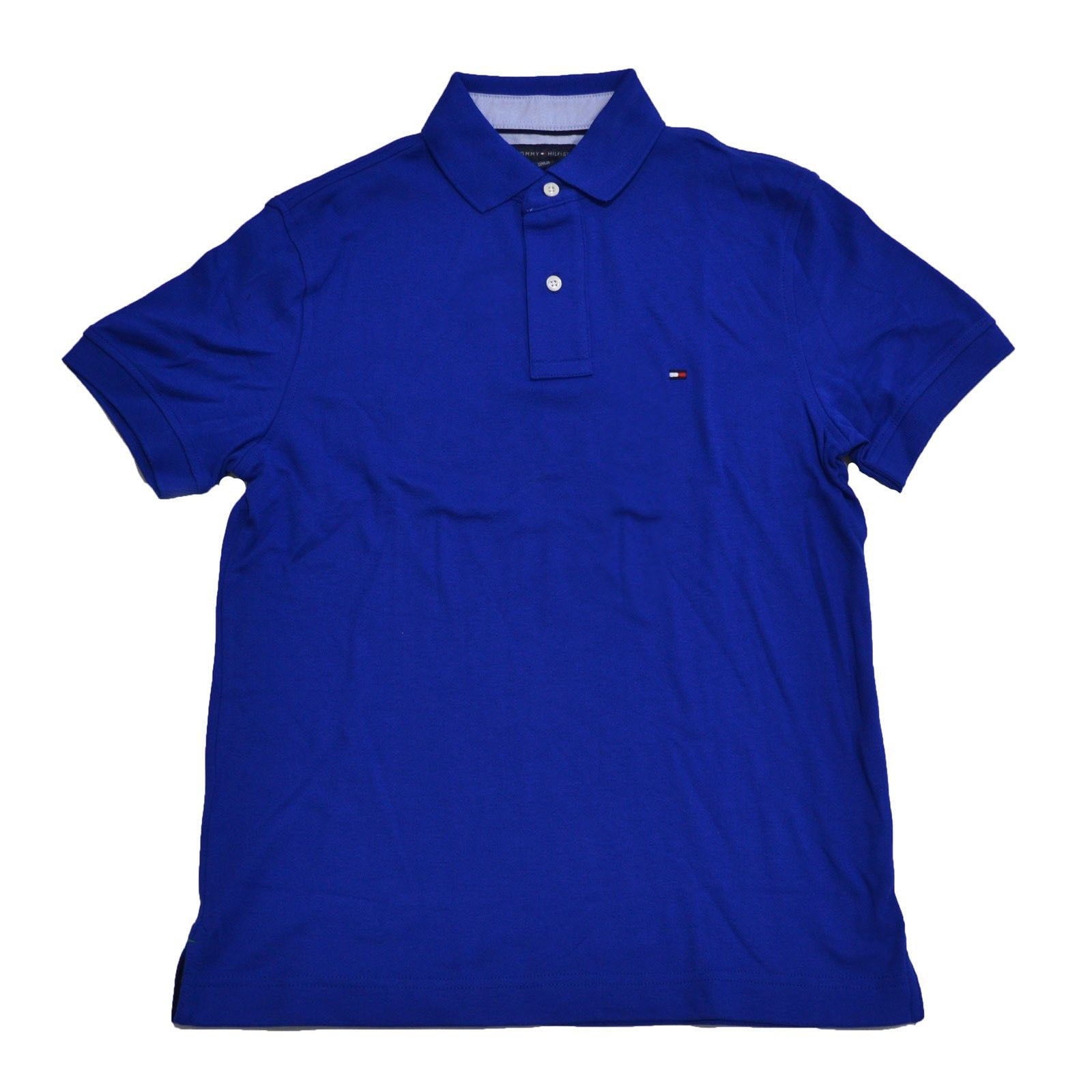 Hilfiger (S, Mens Fit Tommy Ocean Shirt Custom Interlock Blue) Deep Polo