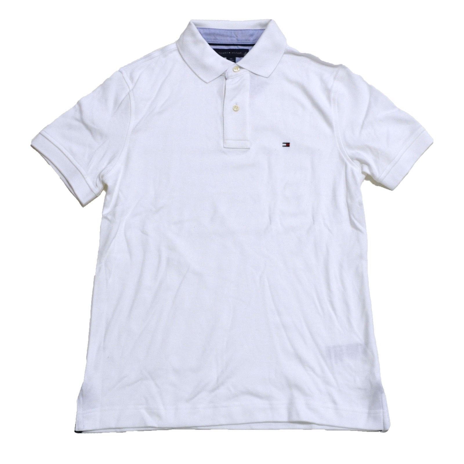 Mens Custom Fit Polo Tommy (M, White) Interlock Hilfiger Shirt