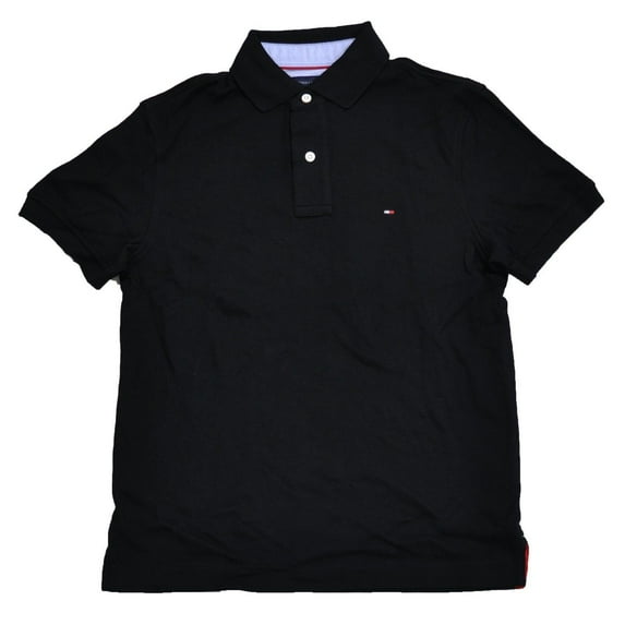 Tommy Hilfiger Mens Custom Fit Interlock Polo Shirt (S, Black)