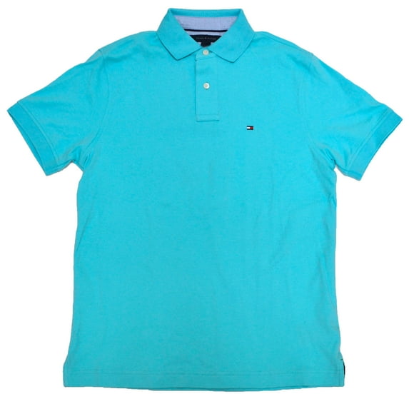Tommy Hilfiger Mens Custom Fit Interlock Polo Shirt (XL, Aqua Water)