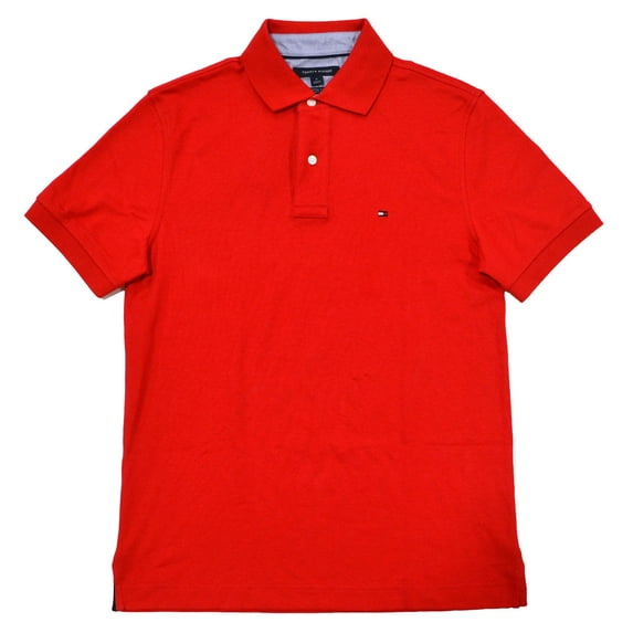 Tommy Hilfiger Mens Custom Fit Interlock Polo Shirt (XL, Tennis Red)