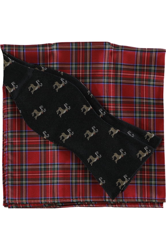 Mens Deer & Royal Neck Tie Set, Black, One Size