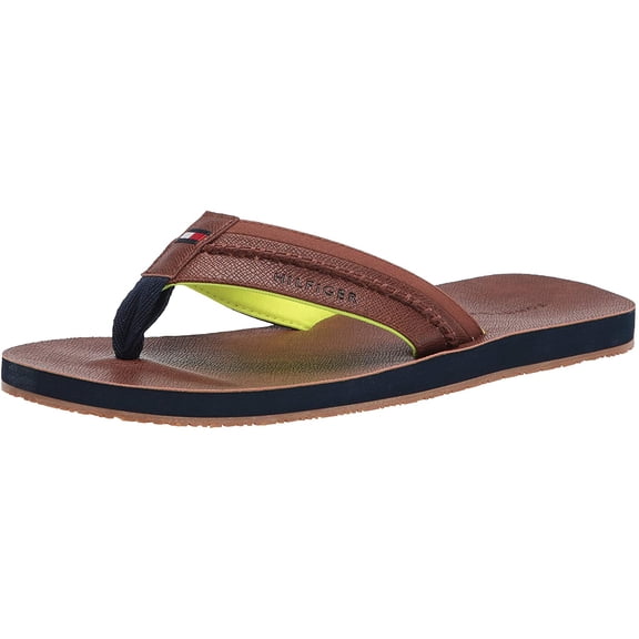 Tommy Hilfiger Mens Dembo Flip-Flop 12 Cognac