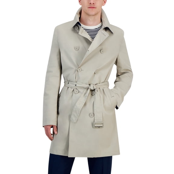 Tommy Hilfiger Mens Double Breasted Raincoat Coat 38 S Light Khaki