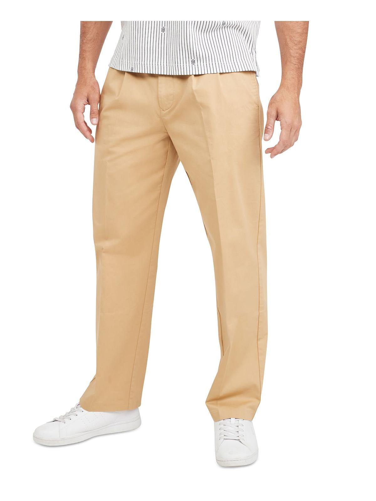 Tommy Hilfiger Mens Double Pleat Twill Khaki Pants