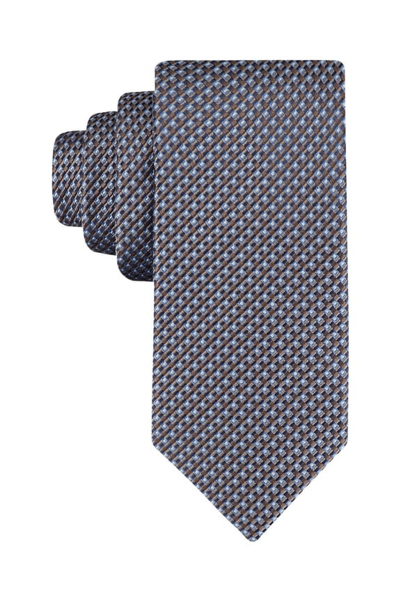 Mens Florence Micro Neck Tie Brown Light Blue
