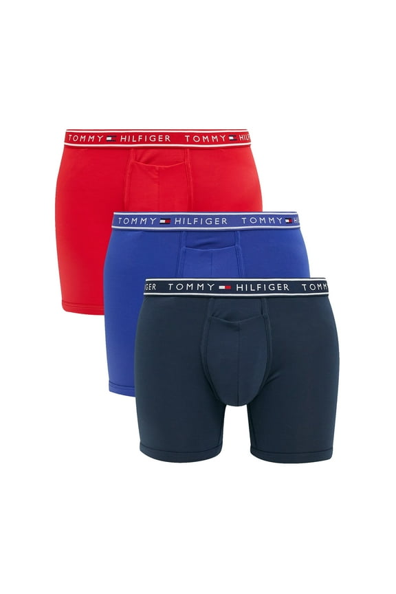 Mens Flx Evolve Stretch Boxer Briefs (Small, Navy/Red/Purple)