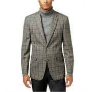 Tommy Hilfiger Mens Grid Two Button Blazer Jacket, Grey, 36 Regular