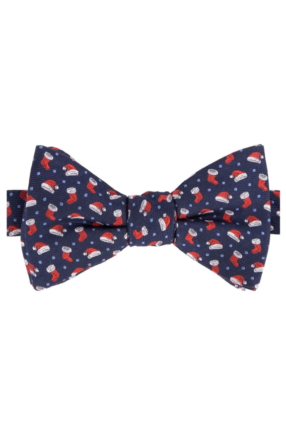 Mens Hat & Stocking Pre-tied Bow Tie, Blue, One Size