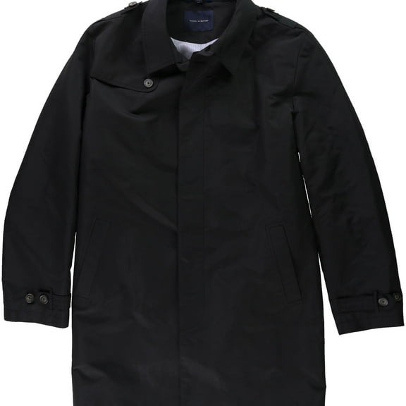 Tommy Hilfiger Mens LS Raincoat, Black, 42L