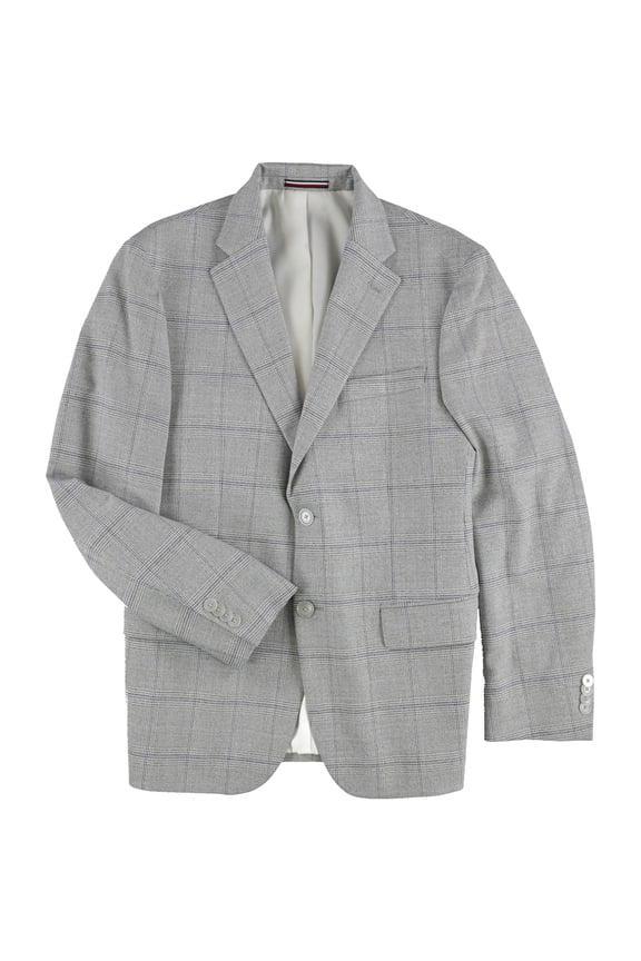 Mens Modern-Fit Glen Plaid Sport Coat, Grey, 42 Long