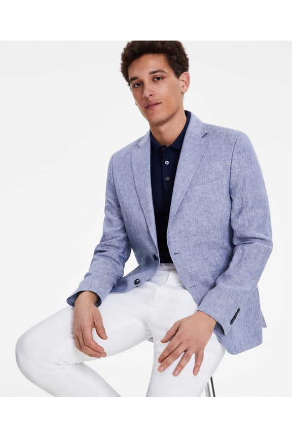 Mens Modern-Fit Linen Sport Coat Light Blue 38R Blazer