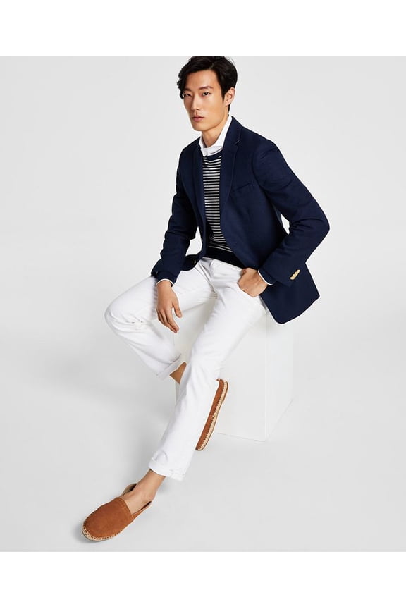 Men's Modern-Fit Navy Weave Sport Coat 40R B4HP $295