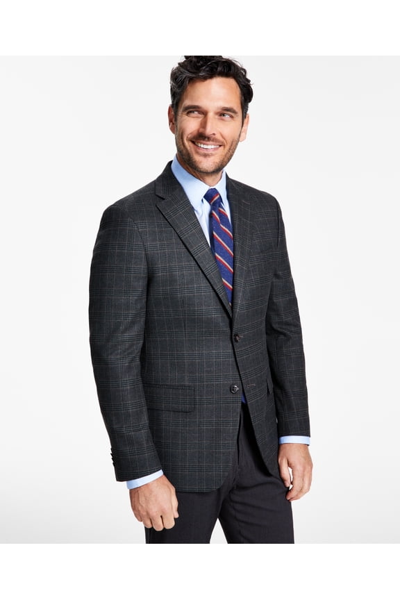 Men's Modern-Fit Plaid Sport Coat Oliver Brown B4HP (Short,36)