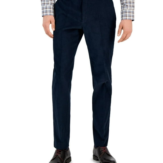 Tommy Hilfiger Mens Modern Fit Solid Corduroy Pants Navy Blue 36 x 32
